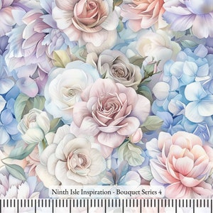Bouquet Rayon Fabric by the Yard - NinthIsle Inspiration Exclusive Elegant Art Bulk Order Available