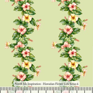 Print in Hawaii, Hawaiian Flower Leis Cotton Fabric by the Yard - NinthIsle Inspiration Exclusive Elegant Art Bulk Order Available