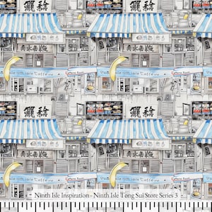 Ninth Isle Tong Sui Store Cotton Fabric by the Yard - NinthIsle Inspiration Exclusive Elegant Art Bulk Order Available