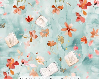 Print in Hawaii Fabric, Floating Books Cotton Poplin Fabric by the Yard