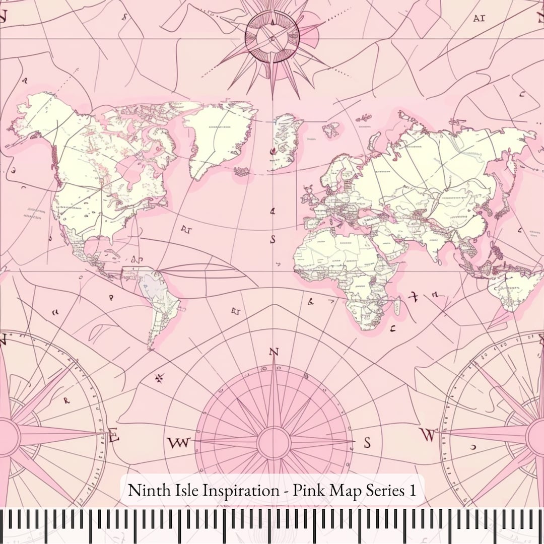 Pink Map Layout Print in Hawaii Fabric, Pink Map Cotton Poplin Fabric by the Yard - Etsy