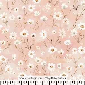 Tiny Daisy Rayon Fabric by the Yard - NinthIsle Inspiration Exclusive Elegant Art Bulk Order Available