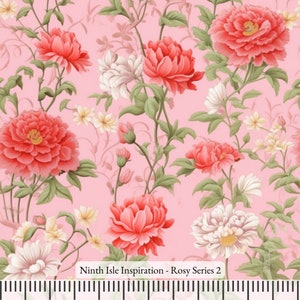Rosy Rayon Fabric by the Yard - NinthIsle Inspiration Exclusive Elegant Art Bulk Order Available