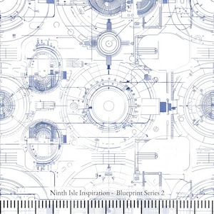 Print in Hawaii, Blueprint Cotton Fabric by the Yard - NinthIsle Inspiration Exclusive Fun Art Bulk Order Available