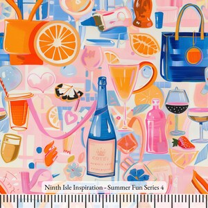 Print in Hawaii, Summer Fun Cotton Fabric by the Yard - NinthIsle Inspiration Exclusive Fun Art Bulk Order Available