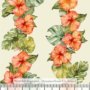 Print in Hawaii, Hawaiian Flower Leis Cotton Fabric by the Yard - NinthIsle Inspiration Exclusive Elegant Art Bulk Order Available