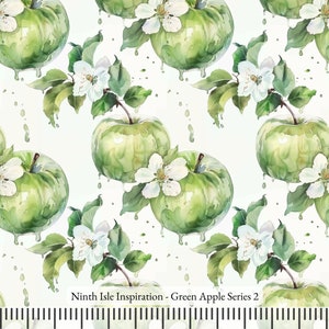 Print in Hawaii, Green Apple Cotton Fabric by the Yard - NinthIsle Inspiration Exclusive Elegant Art Bulk Order Available