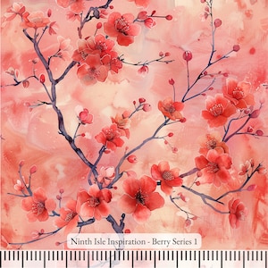 Berry Rayon Fabric by the Yard - NinthIsle Inspiration Exclusive Elegant Art Bulk Order Available