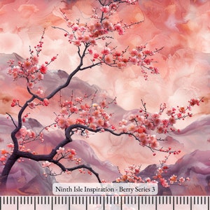 Berry Rayon Fabric by the Yard - NinthIsle Inspiration Exclusive Elegant Art Bulk Order Available