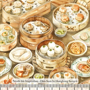 Print in Hawaii, Dim-Sum In Hongkong Cotton Fabric by the Yard - NinthIsle Inspiration Exclusive Creative Art Bulk Order Available