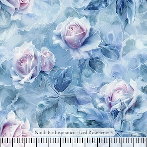 Iced Rose Rayon Fabric by the Yard - NinthIsle Inspiration Exclusive Elegant Art Bulk Order Available
