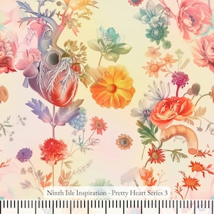 Pretty Heart Rayon Fabric by the Yard - NinthIsle Inspiration Exclusive Creative Art Bulk Order Available