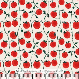 Red Tomatoes Rayon Fabric by the Yard - NinthIsle Inspiration Exclusive Elegant Art Bulk Order Available