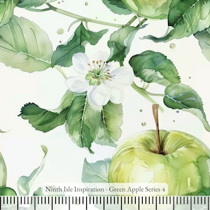 Print in Hawaii, Green Apple Cotton Fabric by the Yard - NinthIsle Inspiration Exclusive Elegant Art Bulk Order Available