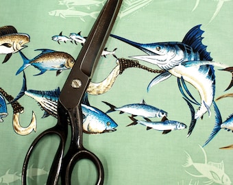 Marlin Fish - Fabric by the Yard - 100% Cotton - 45"