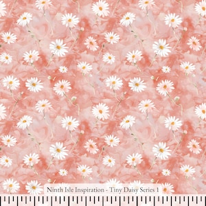 Tiny Daisy Rayon Fabric by the Yard - NinthIsle Inspiration Exclusive Elegant Art Bulk Order Available