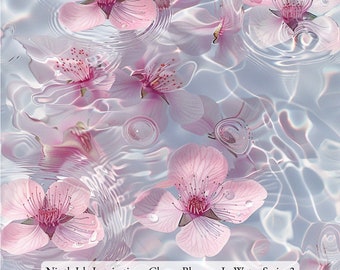 Print in Hawaii Fabric, Cherry Blossom in Water Cotton Poplin Fabric by the Yard