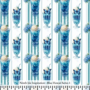 Tkanina bawełniana Blue Hawaii cięta na wymiar - NinthIsle Inspiration Exclusive Elegant Art Dostępne zamówienia hurtowe