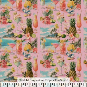 Tropical Fun Rayon Fabric by the Yard - NinthIsle Inspiration Exclusive Elegant Art Bulk Order Available