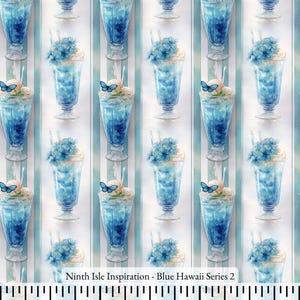 Tkanina bawełniana Blue Hawaii cięta na wymiar - NinthIsle Inspiration Exclusive Elegant Art Dostępne zamówienia hurtowe