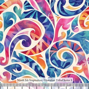 Hawaiian Tribal Cotton Fabric by the Yard - NinthIsle Inspiration Exclusive Fun Art Bulk Order Available