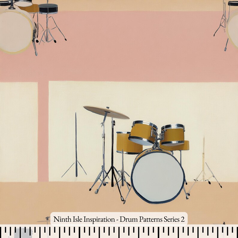 Drums Repeat Pattern Print in Hawaii Fabric, Drum Patterns Cotton Poplin Fabric by the Yard ...