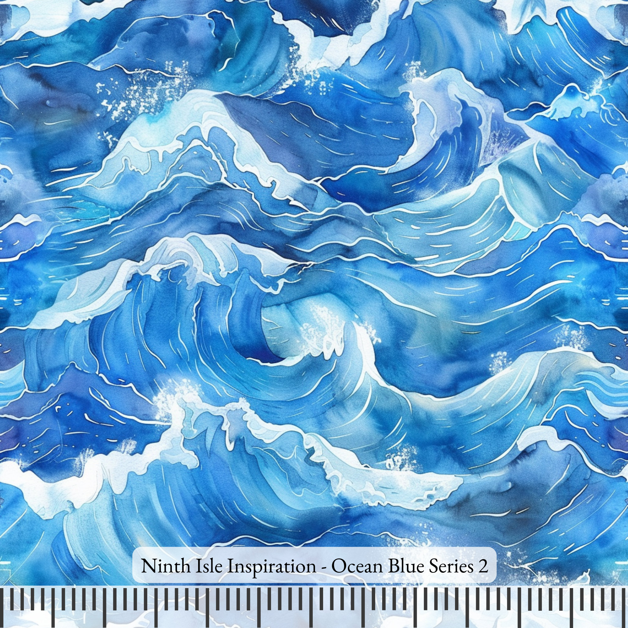 Niinspiration Print in HI by Demand, Ocean Blue Cotton Fabric by