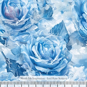 Iced Rose Rayon Fabric by the Yard - NinthIsle Inspiration Exclusive Elegant Art Bulk Order Available