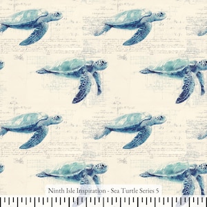 Print in Hawaii, Sea Turtle Cotton Fabric by the Yard - NinthIsle Inspiration Exclusive Elegant Art Bulk Order Available
