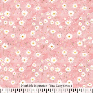 Tiny Daisy Rayon Fabric by the Yard - NinthIsle Inspiration Exclusive Elegant Art Bulk Order Available
