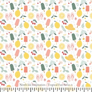 Tropical Fun Rayon Fabric by the Yard - NinthIsle Inspiration Exclusive Elegant Art Bulk Order Available