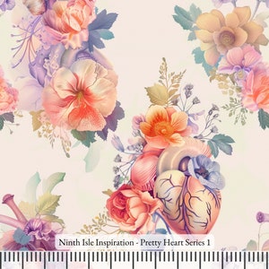 Pretty Heart Rayon Fabric by the Yard - NinthIsle Inspiration Exclusive Creative Art Bulk Order Available