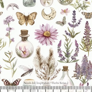 Print in Hawaii Fabric, Herbs Cotton Poplin Fabric by the Yard