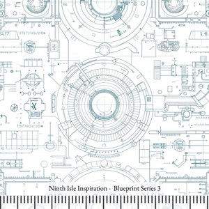 Print in Hawaii, Blueprint Cotton Fabric by the Yard - NinthIsle Inspiration Exclusive Fun Art Bulk Order Available