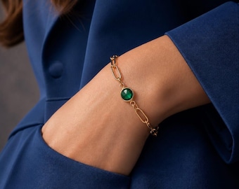 Emerald green gold plated bracelet,birthstone jewellery,Emerald jewellery,Emerald bracelet gold,Emerald bracelet for women,18K gold bracelet