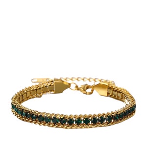 Emerald tennis bracelet, Birthstone Bracelet,emerald green bracelet,Emerald gold plated bracelet,Emerald jewellery,18K gold bracelet,emerald
