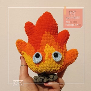 NOSEW Calcifer Pattern (2 versions) ~ Medium Amigurumi + VIDEO explanation ~ PDF file