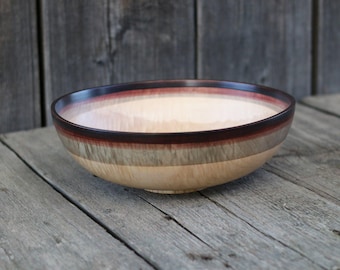 Curly Maple Wood Bowl, Handmade Large Decorative Centerpiece 11.4 inch, Natural Oil Finish