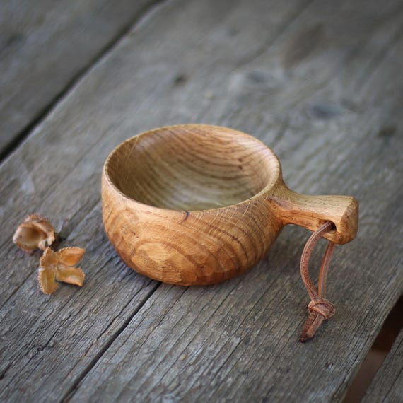 Hand-carved Oak Kuksa | Unique Wooden Drinking Cup | Natural