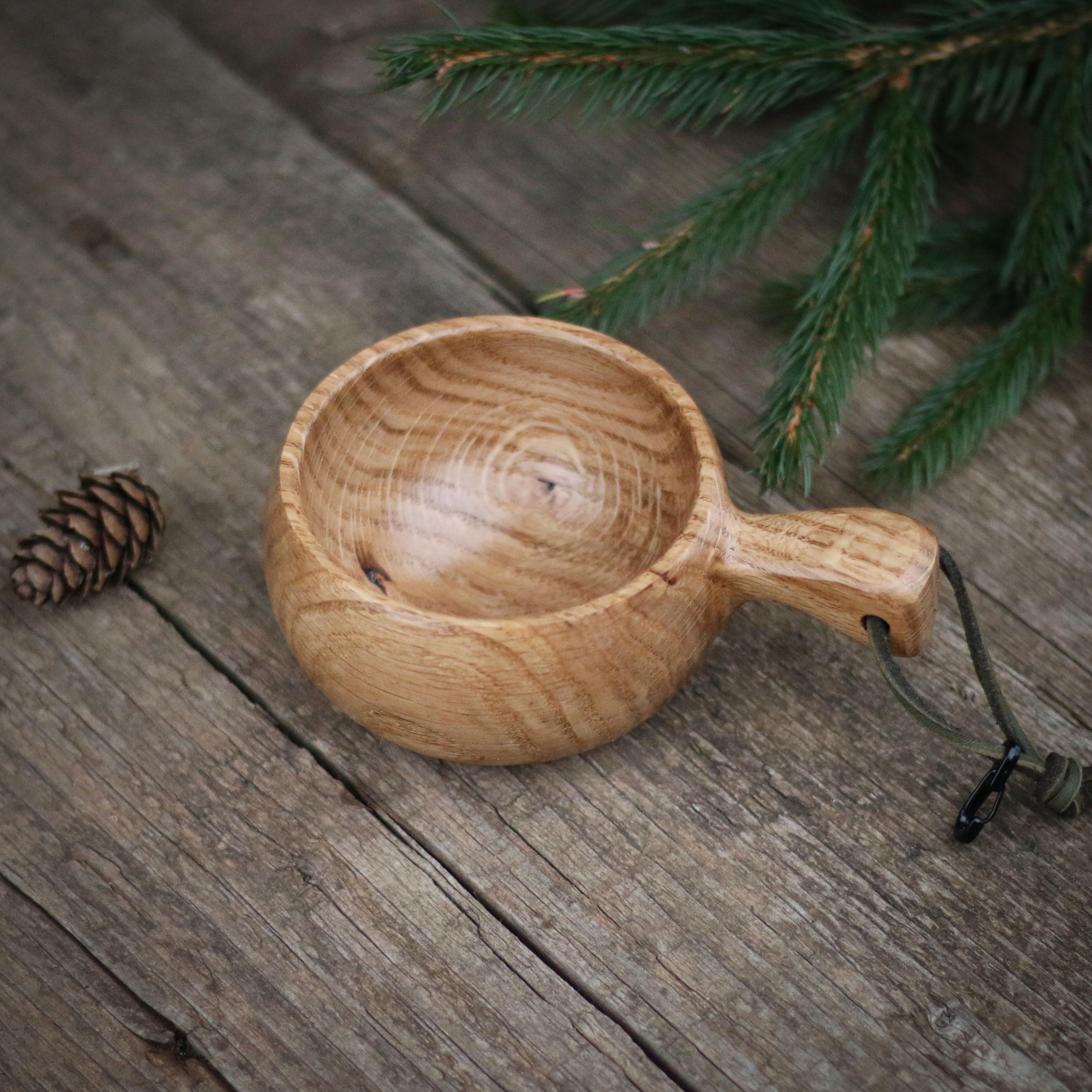 Hand-carved Oak Kuksa | Unique Wooden Drinking Cup | Natural