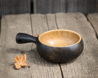 Tasse Kuksa en chêne noirci faite main, tasse Bushcraft personnalisée, tasse à café de camping