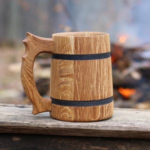 Handgemaakte eikenhouten bierpul: rustieke houten bierpul 20 oz