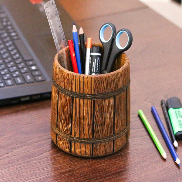 Handmade Oak Pen Holder,Handmade desk organizer,Wooden pencil holder