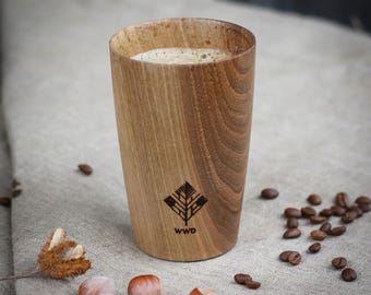 Caneca de madeira de nogueira feita à mão: Caneca de café ecológica (350ml)