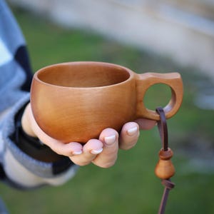Handmade Pear Wood Cup: Rustic Coffee Tea Mug (150ml)