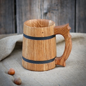 Handgemaakte eikenhouten bierpul: 20 oz houten bierpul, cadeau bruidsjonker
