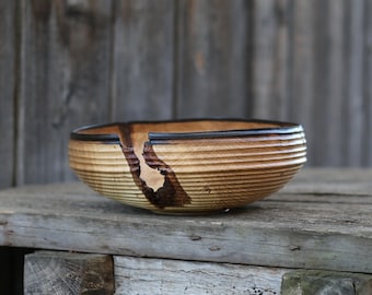 One of a Kind Oak Fruit Bowl, Handmade Green Wood Turned Bowl, Live Edge Wooden Centerpiece, Rustic Home Decor