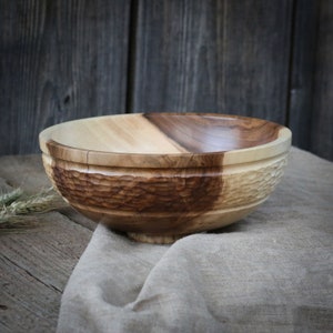 Hand-Carved Decorative Walnut Bowl