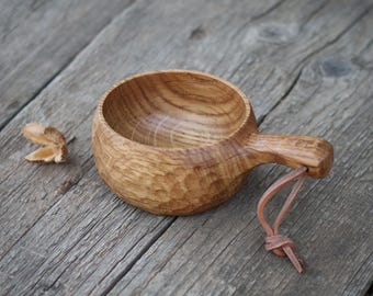 Handcrafted Oak Kuksa Cup with Natural Oil-Wax Finish, 5 oz, 150ml