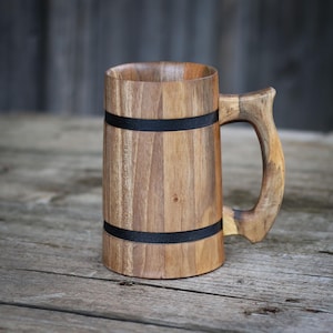 Walnut Wood Beer Mug – 22 oz | Handmade Wooden Tankard for Beer Lovers, Rustic Gift for Him
